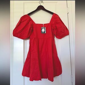 Oliphant | Bubble Skirt Mini Dress in Coral Tuckernuck resort vacation NWT $268